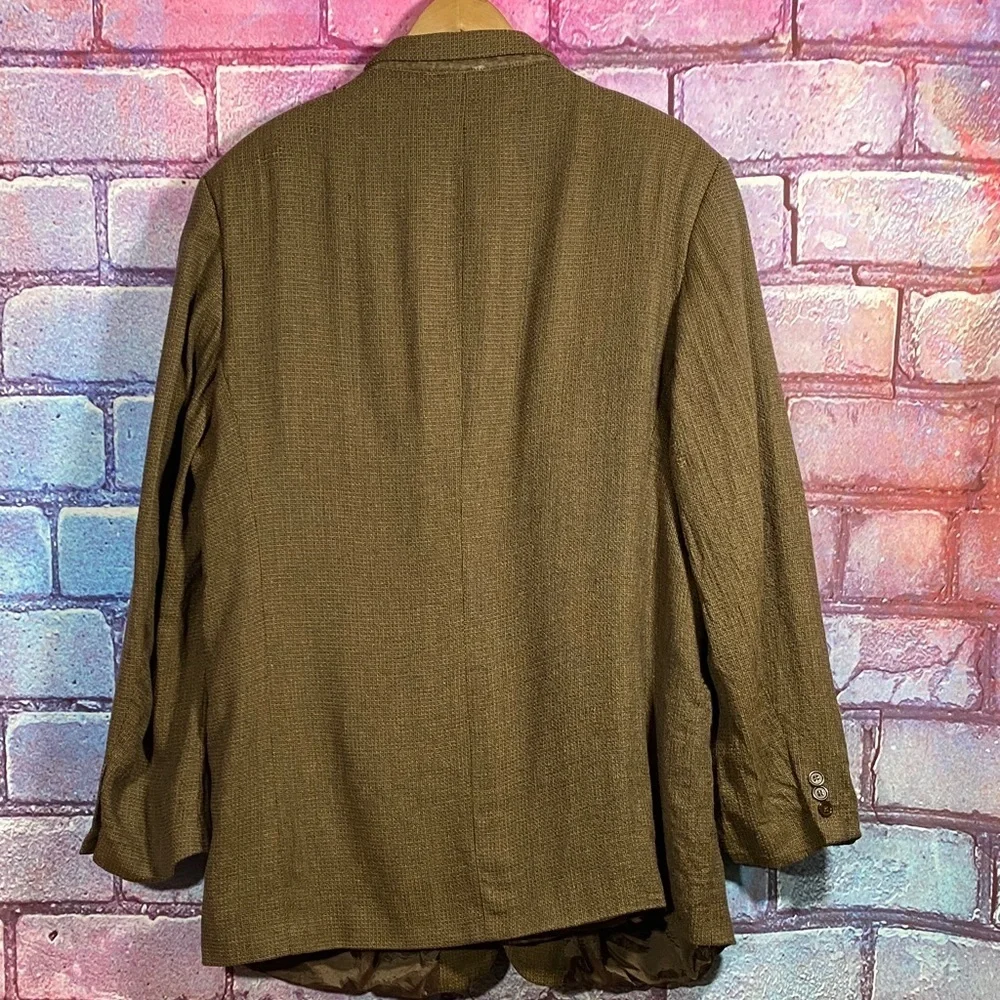 Donna Karan 44L Olive Brown Wool Silk Blazer Great Condition